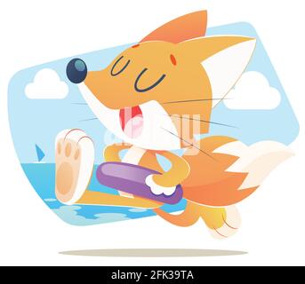 Fun fox, Cartoon illustration, isolate on white background Stock Vector