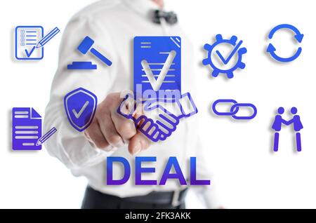 Deal concept shown by a man in background Stock Photo