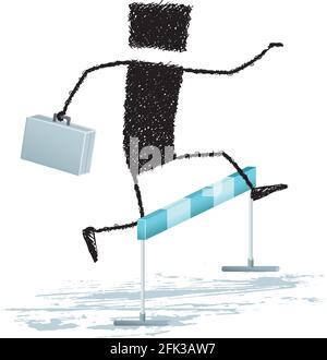 A businessman jumping a hurdle. Stock Vector