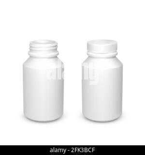 White plastic bottle template isolated on white background. Vector illustation Stock Vector