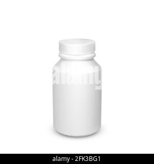 White plastic bottle template isolated on white background. Container for pills. Vector illustation Stock Vector