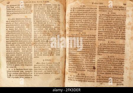 Old book pages with latin writings texture background Stock Photo