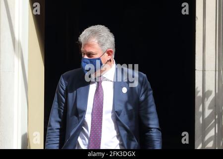 Secretary of State for Northern Ireland Brandon Lewis leaves Downing Street after the weekly Cabinet Meeting. Stock Photo