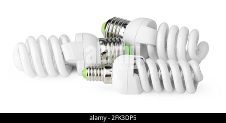 Three light bulbs isolated on white background Stock Photo