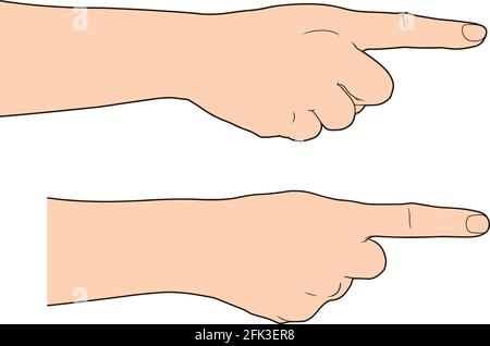 Hand finger pointing isolated on white background, Vector illustration Stock Vector