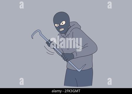 Cat burglar crime concept Stock Vector