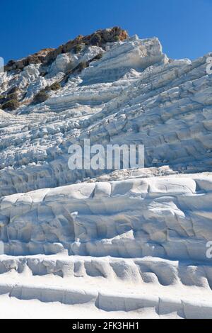 Realmonte, Agrigento, Sicily, Italy. Low angle view of the white limestone cliffs of the Scala dei Turchi. Stock Photo