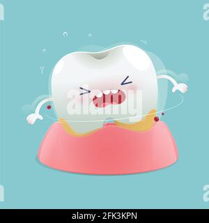 Cartoon loose teeth on a blue background, illustration and vector design Stock Vector