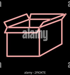 Neon box it is the red color vector illustration flat style light image Stock Vector