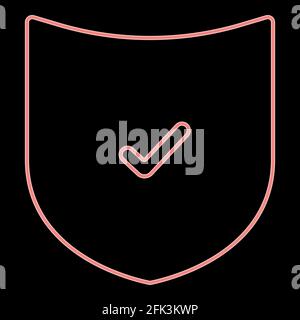 Neon shield it is the red color vector illustration flat style light image Stock Vector
