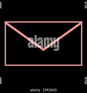 Neon mail it is the red color vector illustration flat style light image Stock Vector