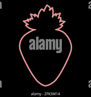 Neon the strawberry it is the red color vector illustration flat style light image Stock Vector