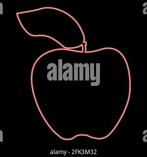 Neon apple it is the red color vector illustration flat style light image Stock Vector