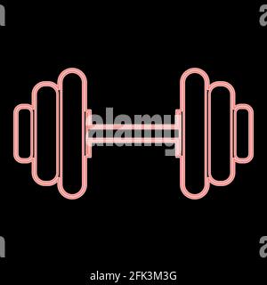 Neon dumbbell it is the red color vector illustration flat style light image Stock Vector