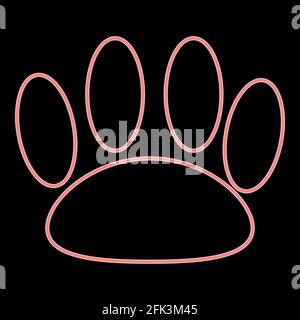 Neon animal footprint it is the red color vector illustration flat style light image Stock Vector