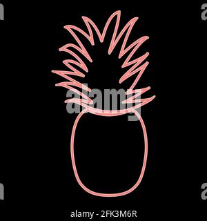Neon pineapple it is the red color vector illustration flat style light image Stock Vector