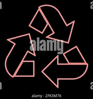 Neon recycling arrows it is the red color vector illustration flat style light image Stock Vector