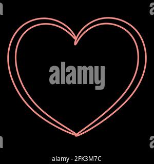 Neon heart it is the red color vector illustration flat style light image Stock Vector