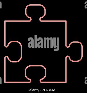 Neon the puzzle it is the red color vector illustration flat style light image Stock Vector