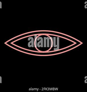 Neon eye it is the red color vector illustration flat style light image Stock Vector