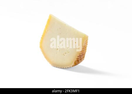 a piece of pecorino cheese  in white background Stock Photo