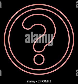 Neon question mark in a circle it is the red color vector illustration flat style light image Stock Vector