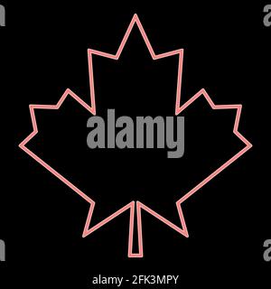Neon maple leaf it is the red color vector illustration flat style light image Stock Vector