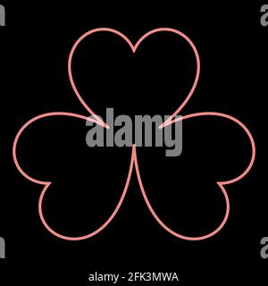Neon clover it is the red color vector illustration flat style light image Stock Vector