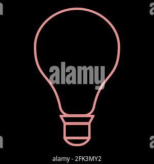 Neon bulb it is the red color vector illustration flat style light image Stock Vector
