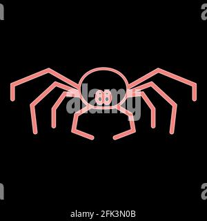 Neon spider it is the red color vector illustration flat style light image Stock Vector