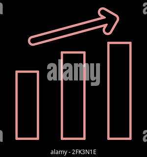 Neon growth chart it is the red color vector illustration flat style light image Stock Vector