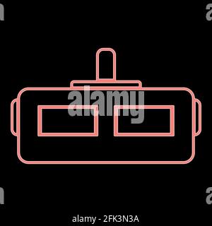 Neon virtual reality helmet it is the red color vector illustration flat style light image Stock Vector