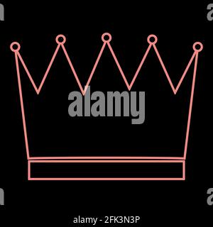 Neon crown it is the red color vector illustration flat style light image Stock Vector