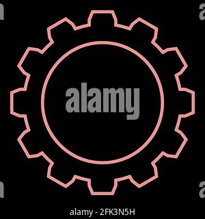 Neon gear it is the red color vector illustration flat style light image Stock Vector