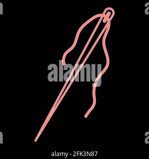 Neon needle it is the red color vector illustration flat style light image Stock Vector