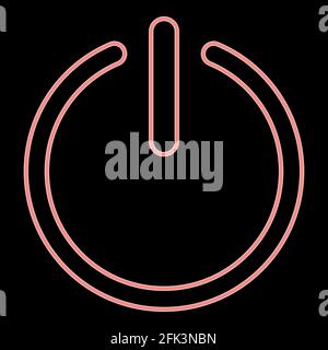 Neon button turn on or off black icon. it is the red color vector illustration flat style light image Stock Vector