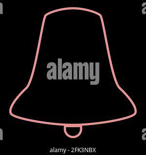 Neon bell it is the red color vector illustration flat style light image Stock Vector