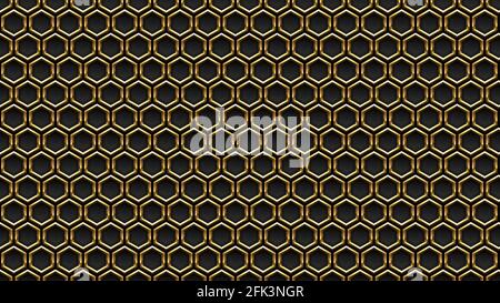 Golden Hexagons and Black Abstract Background Stock Vector