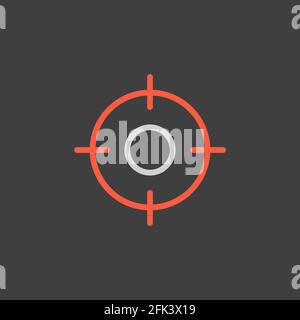 Crosshairs target destination vector icon on dark background. Navigation sign. Graph symbol for travel and tourism web site and apps design, app, UI Stock Vector