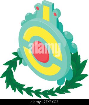 Round shield icon. Isometric illustration of round shield vector icon for web Stock Vector
