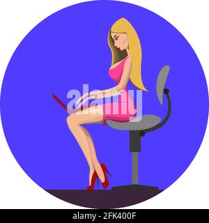 Businesswoman in the office works on notebook Stock Vector