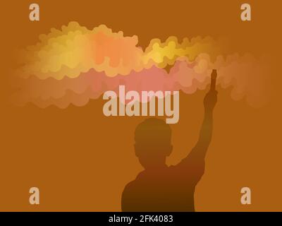 Smoke Bomb in Hand on illustration graphic vector Stock Vector