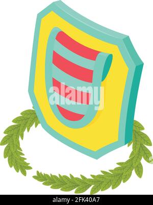 Multicolored shield icon. Isometric illustration of multicolored shield vector icon for web Stock Vector