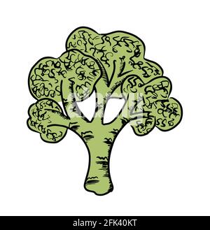 Green broccoli illustration isolated on white background. Vector Stock Vector