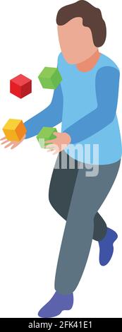 Disobedient playing boy icon. Isometric of Disobedient playing boy vector icon for web design isolated on white background Stock Vector