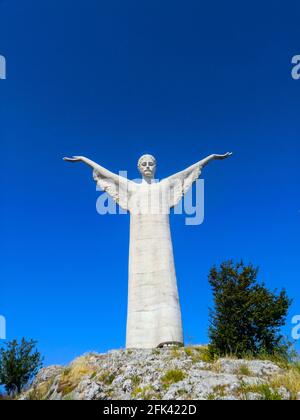 Statue of Christ the Redeemer Mount St Blaise Maratea Basilicata Italy Cristo Redentore di Maratea, Monte San Biagio, Maratea, Province of Potenza, Ba Stock Photo