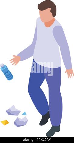 Water bottle careless person icon. Isometric of Water bottle careless person vector icon for web design isolated on white background Stock Vector