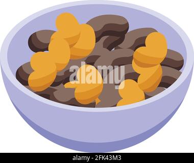 Nuts bowl icon. Isometric of Nuts bowl vector icon for web design isolated on white background Stock Vector