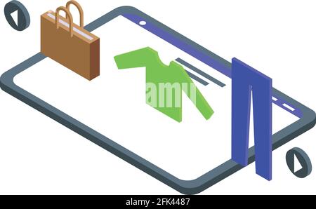 Online cloth shop icon. Isometric of Online cloth shop vector icon for web design isolated on white background Stock Vector
