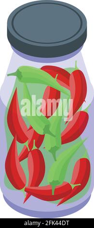 Pickled chilli pepper icon. Isometric of Pickled chilli pepper vector icon for web design isolated on white background Stock Vector